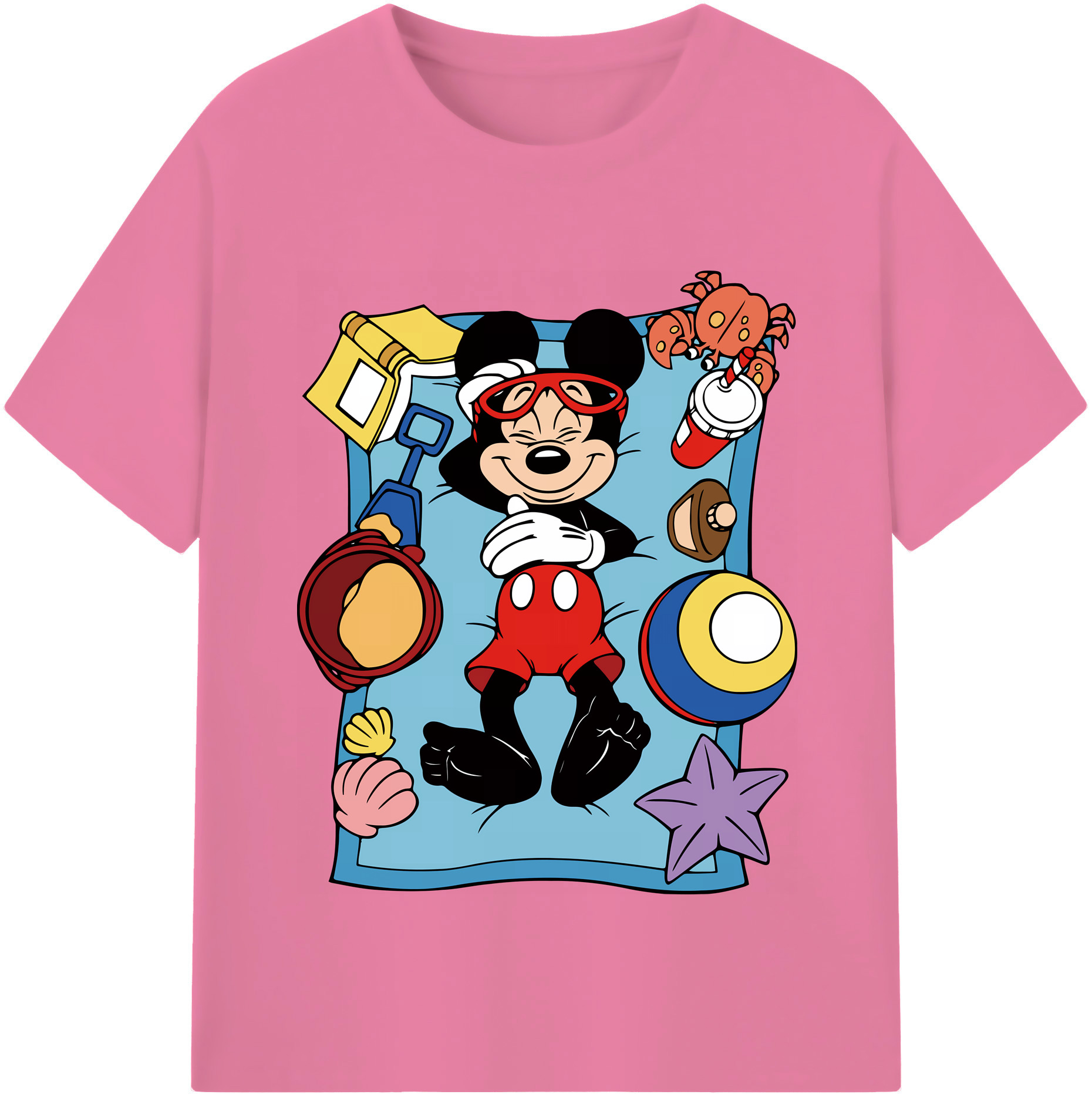 （画像用） ミッキーマウス Mickey Mouse 綿100％半袖Tシャツ（フロントプリント）